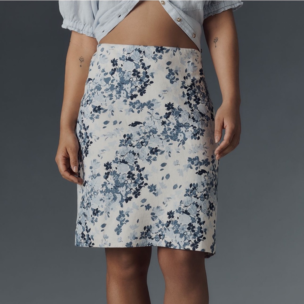 NWT - The Tilda Knee-Length Slip Skirt: Linen Edition